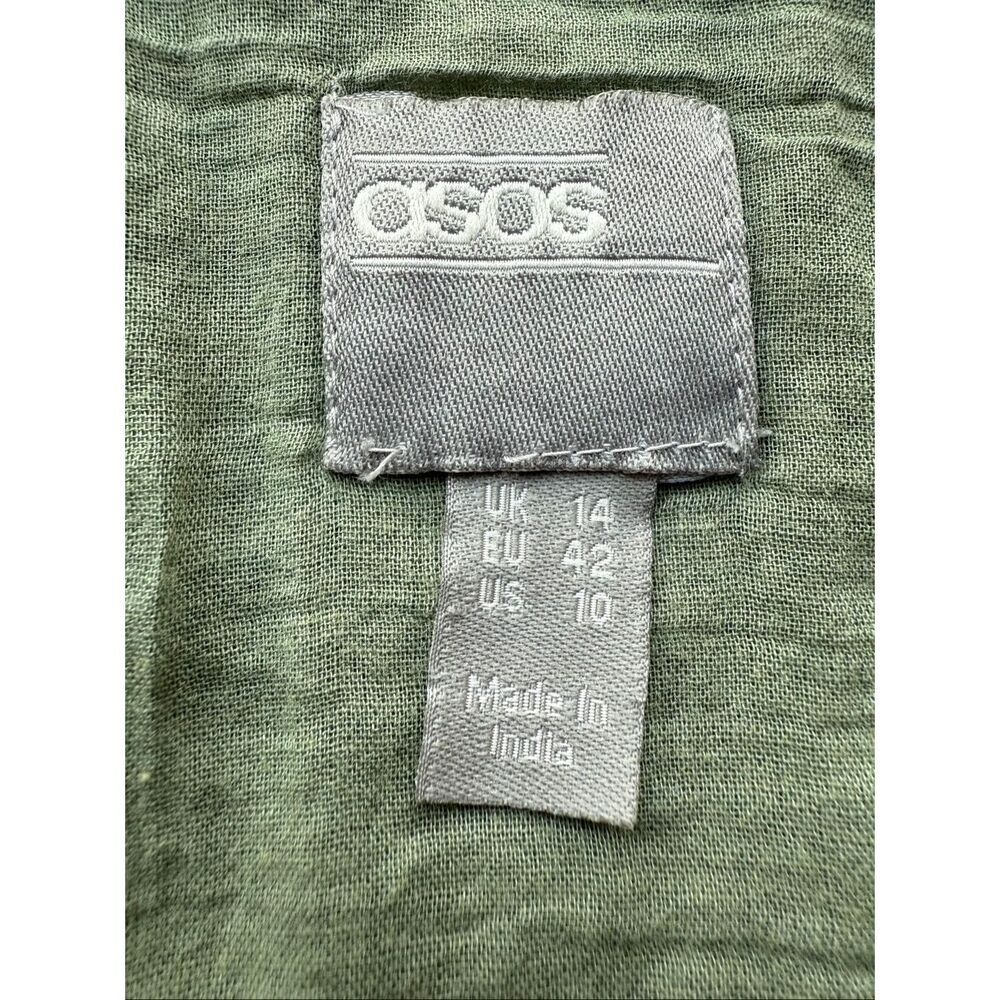 ASOS Design Sage Green Button Front Eyelet Mini Skirt Size 10 - Picture 5 of 8